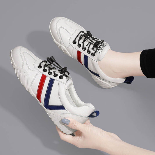 Women's Gold Silk Rabbit Genuine White Soft Sneakers