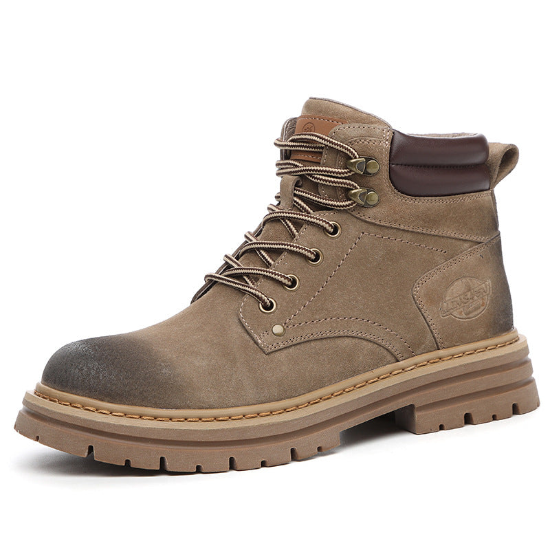 Men's With Fleece Lining Thickened Worker Versatile Fashion British Boots