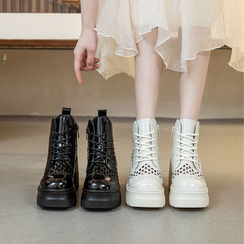 Women's Chunky Platform Height Increased British Style Heels