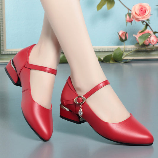 Women's White For Cheongsam Catwalk Mother Dancing Soft Leather Shoes