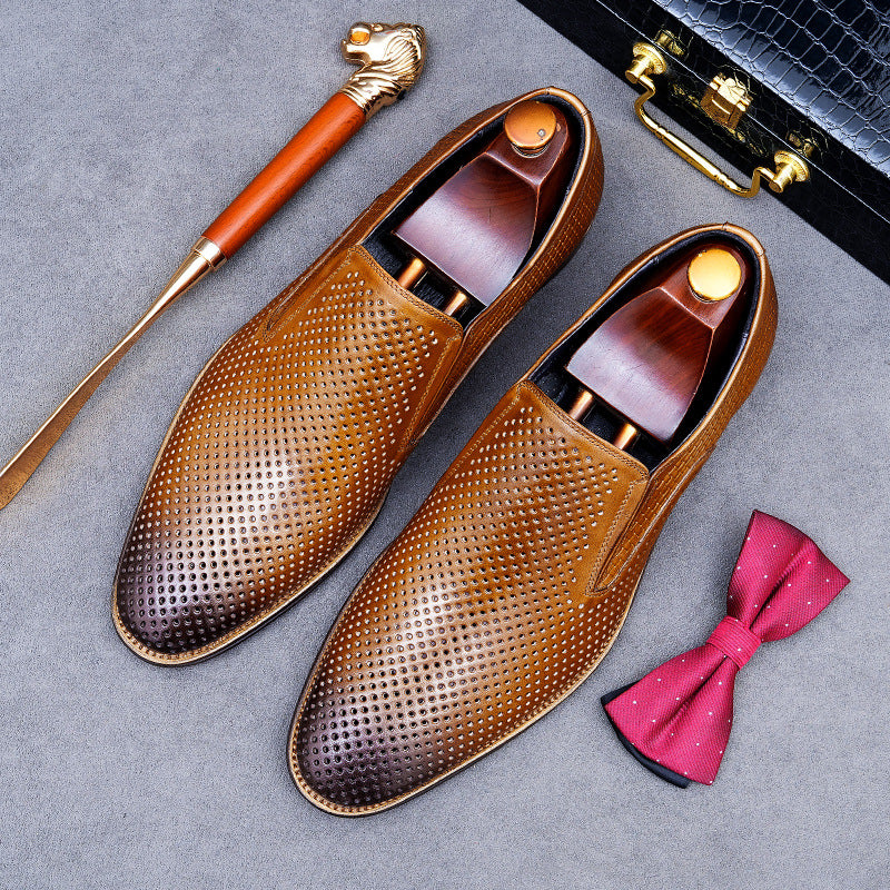 Men's Summer Hollow Business Genuine Comfortable Soft Leather Shoes