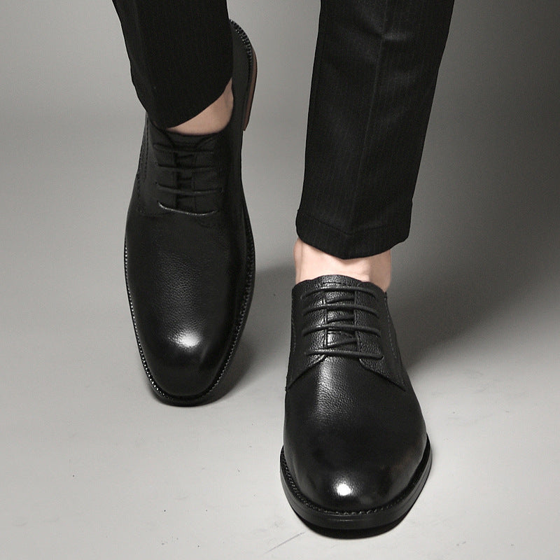 Men's First Layer Cowhide British Round Head Brushed Casual Shoes