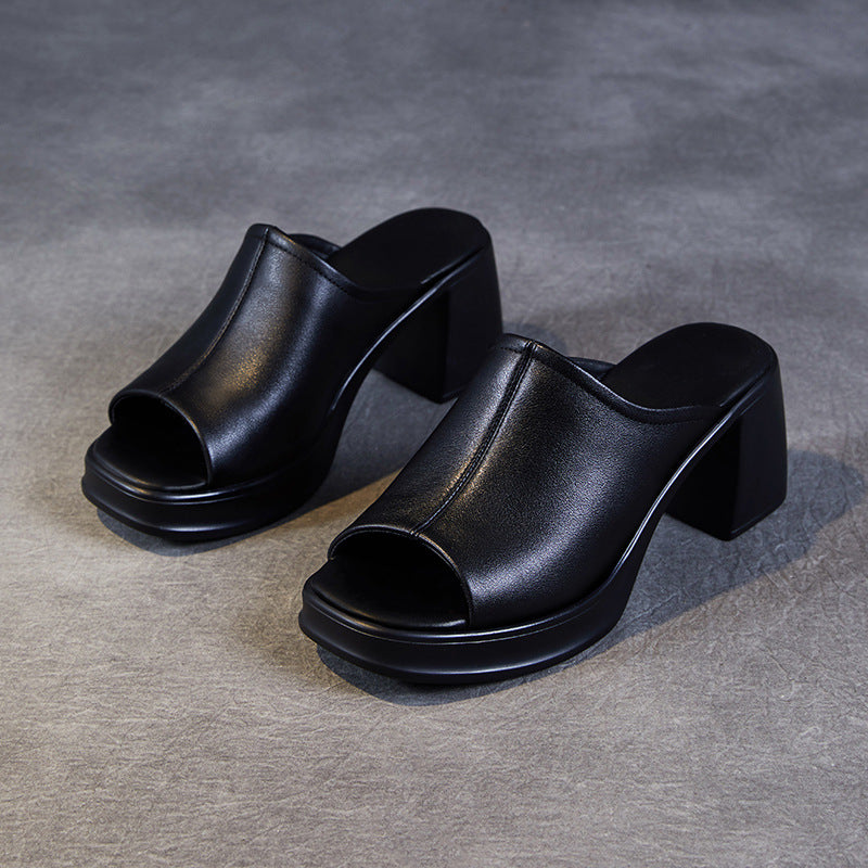 Women's Chunky Outdoor Summer High Peep Toe Thick Bottom Heels