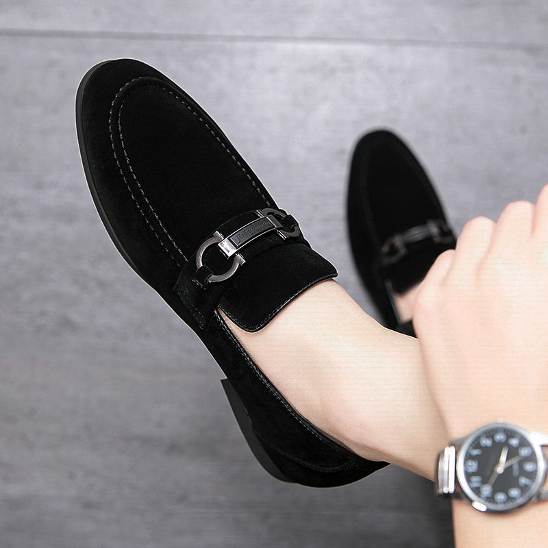 Men's Frosted Suede Club Hairdresser Height Increasing Insole Leather Shoes