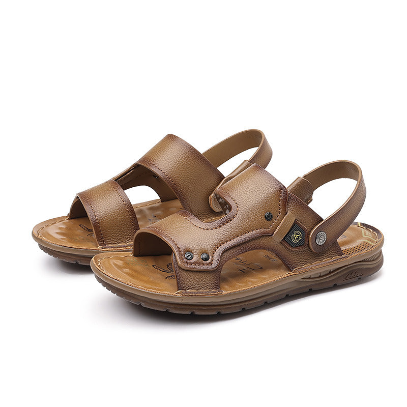 Men's First Layer Cowhide Summer Two-way Beach Sandals