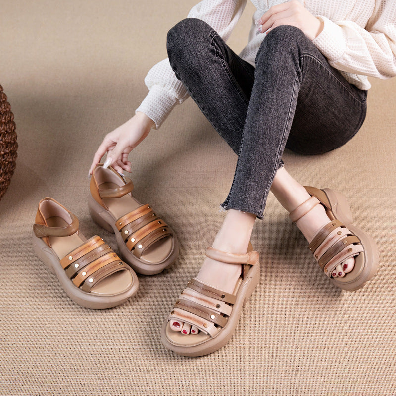 Women's First Layer Cowhide Summer Genuine Retro Sandals
