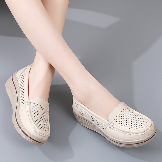 Women's Genuine Wedge Pumps Platform Shake Plus Size Casual Shoes