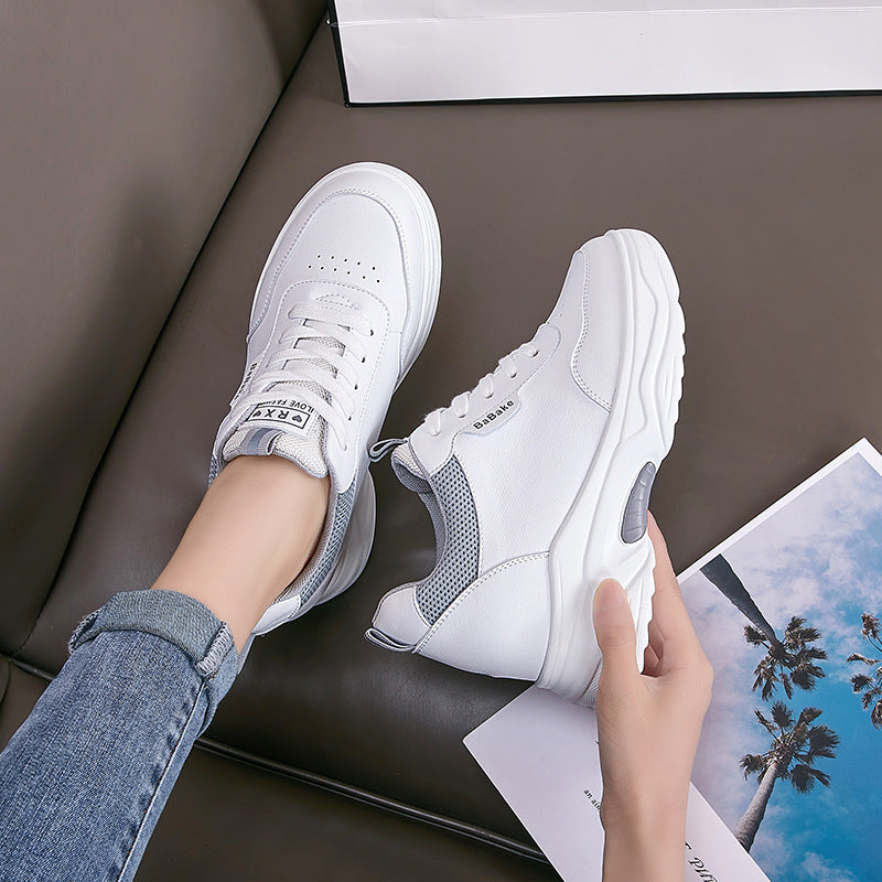 Women's Height Increasing Insole White Genuine Platform Women's Sports Shoes