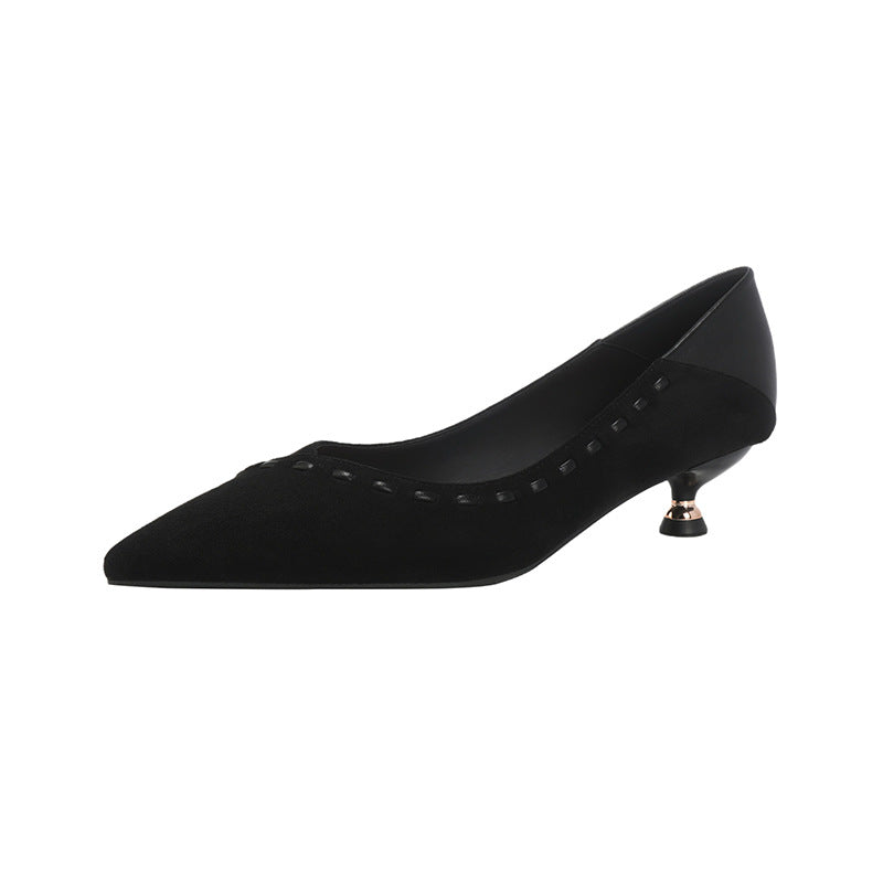 Women's Pointed Toe Pumps Shallow Mouth Kitten Stiletto French Commuter Heels