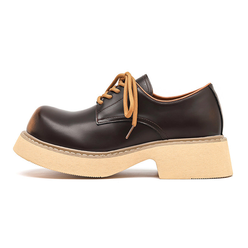 Men's Mickey Big Head Warped Derby British Retro Platform Men's Casual Leather Shoes