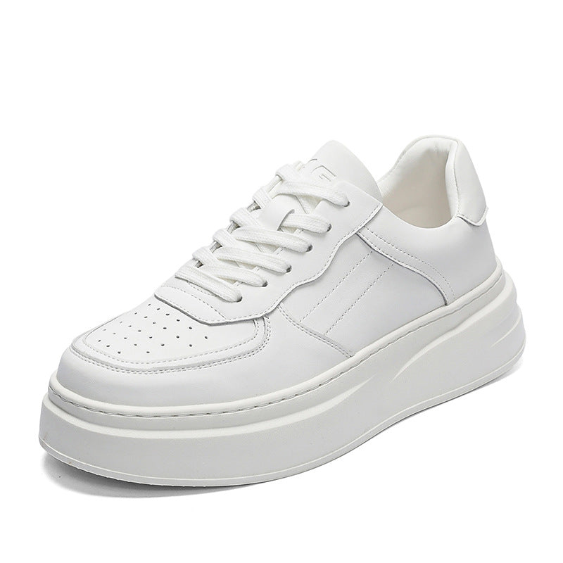 Men's Thick-soled Breathable Thin White Height Increasing Sneakers