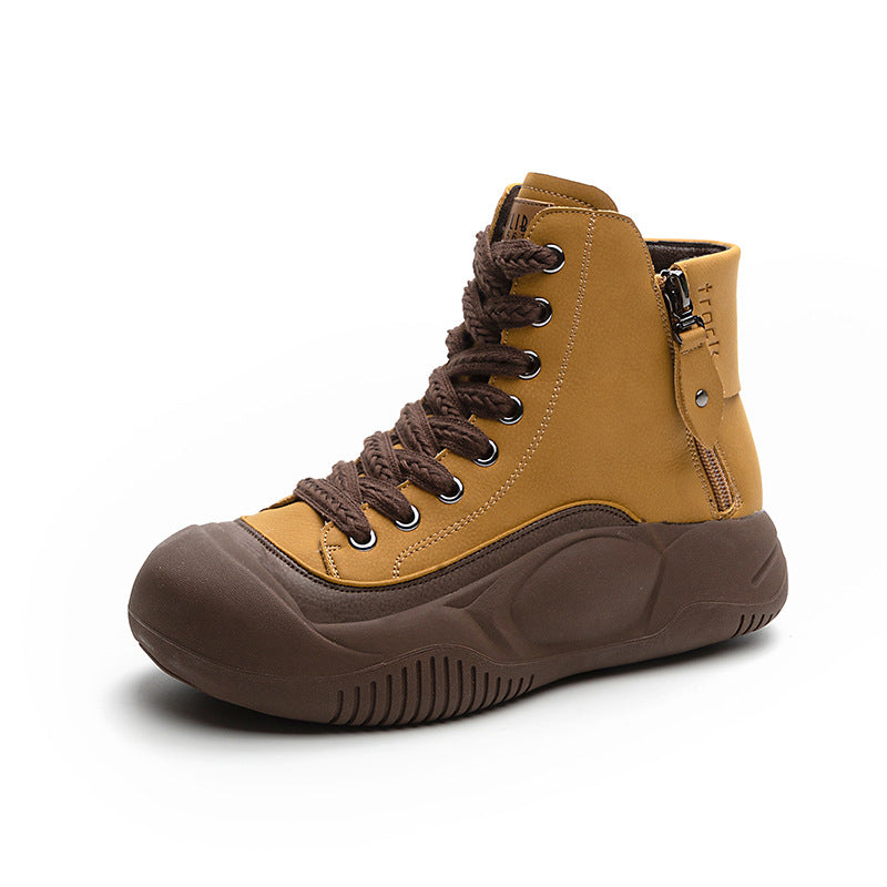 Women's Autumn Retro Lightweight Explosion Board Thick Bottom Height Increasing Insole Women's Casual Shoes