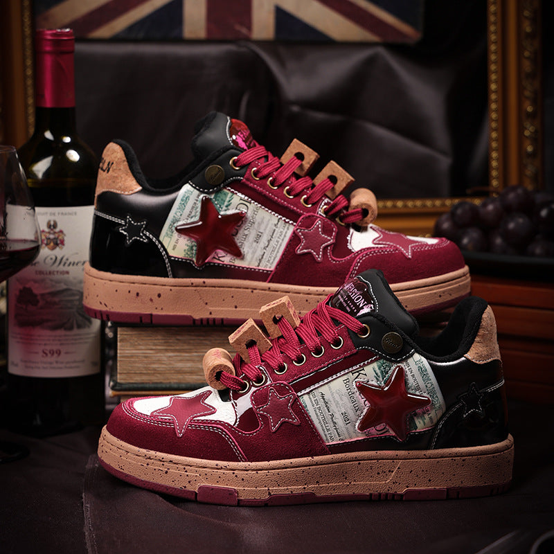 Women's & Men's Pattern Couple Niche Retro National Trend Suede Men's Shoes