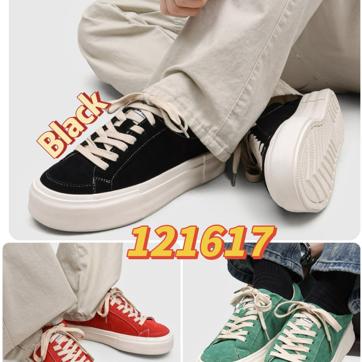 Round Toe Breathable Classic Retro Style Thick Men's Board Shoes