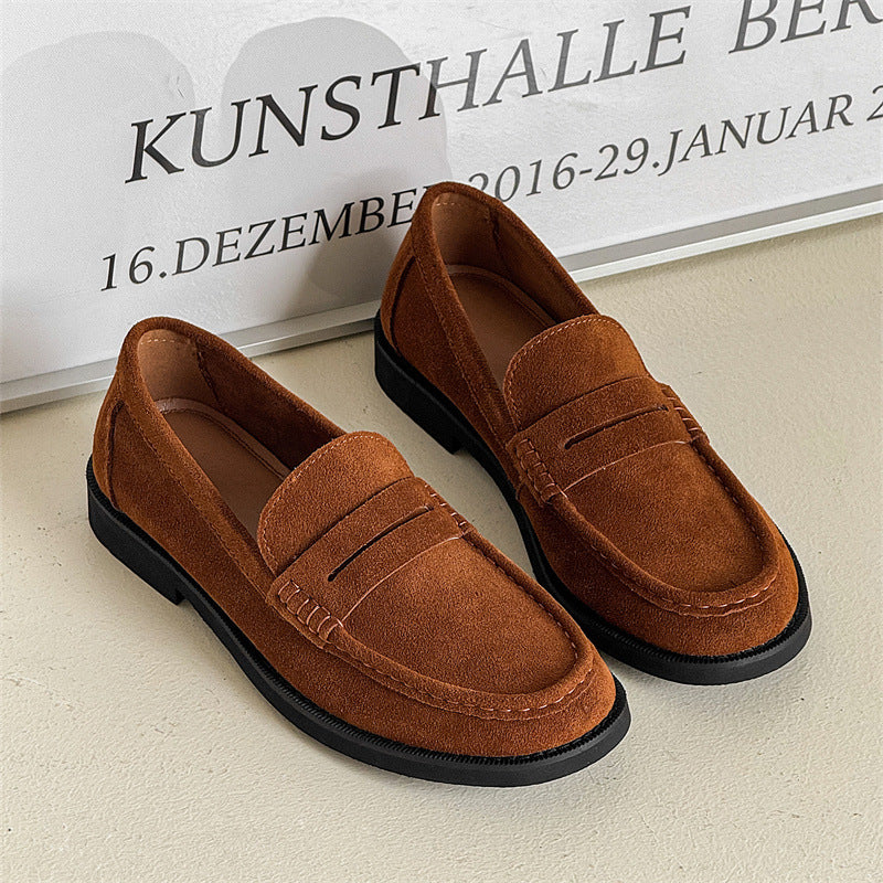 Women's & Men's Commuter Niche Soft Bottom Retro Brown Loafers