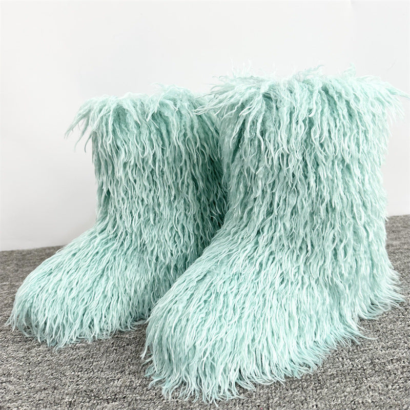 Women's Tan Sheep Millennium Hot Style Fur Tassel Punk Tide Snow Boots