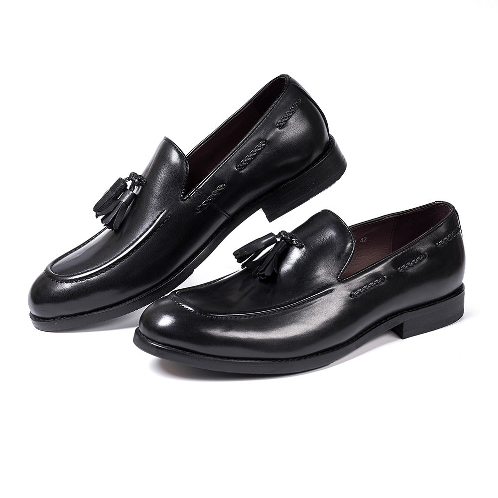 Men's Tassel Genuine Pointed Slip-on Business Dress Men's Shoes