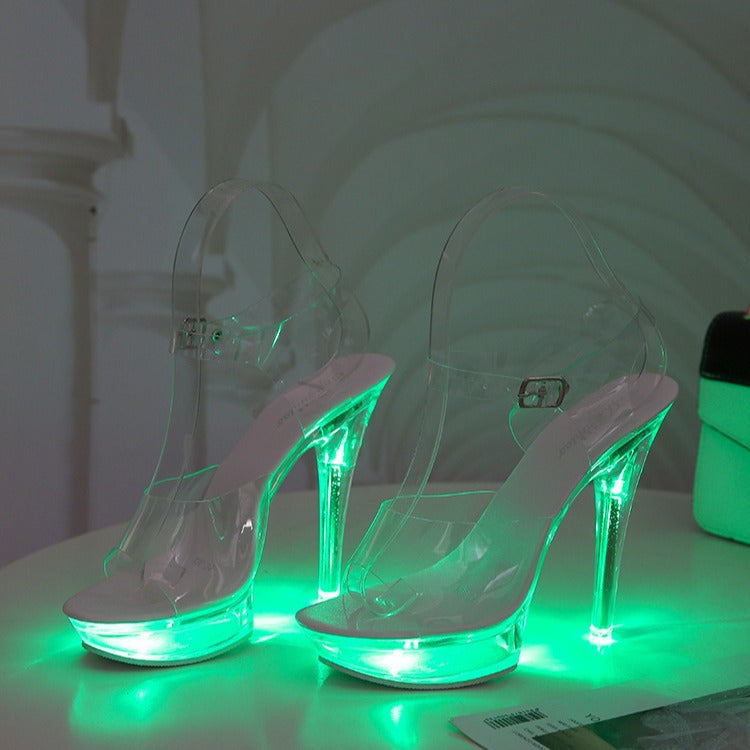 High Luminous Stiletto Waterproof Platform Transparent Sandals