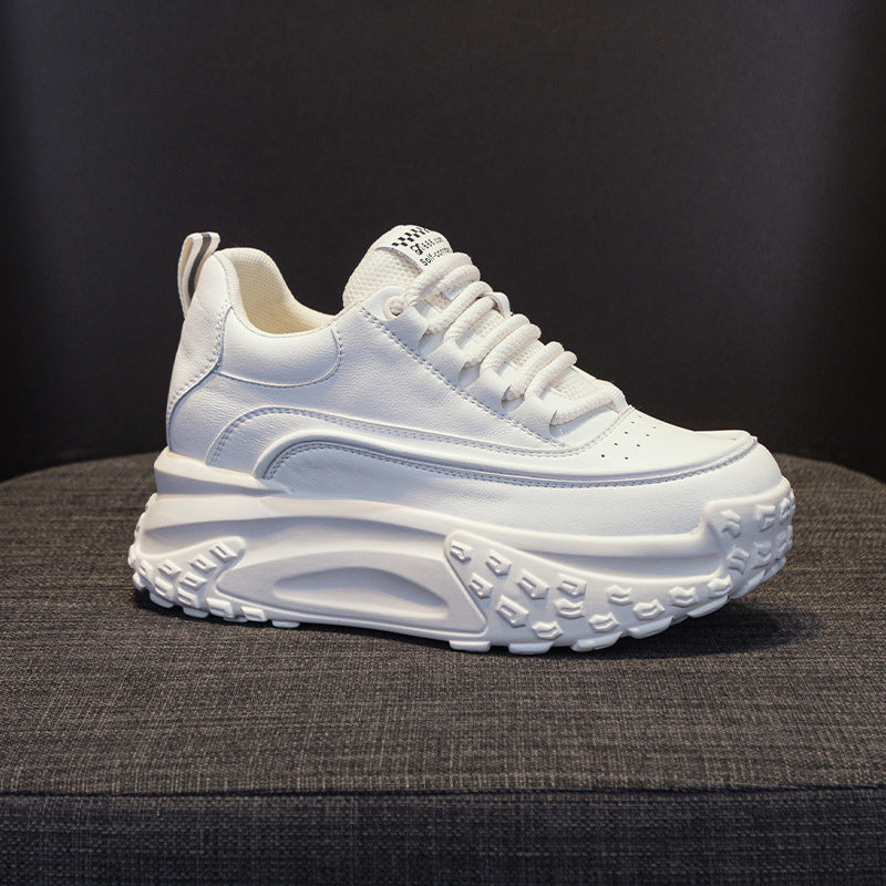 Women's Spring White Thick-soled Height Increasing Insole Sports Dad Sneakers