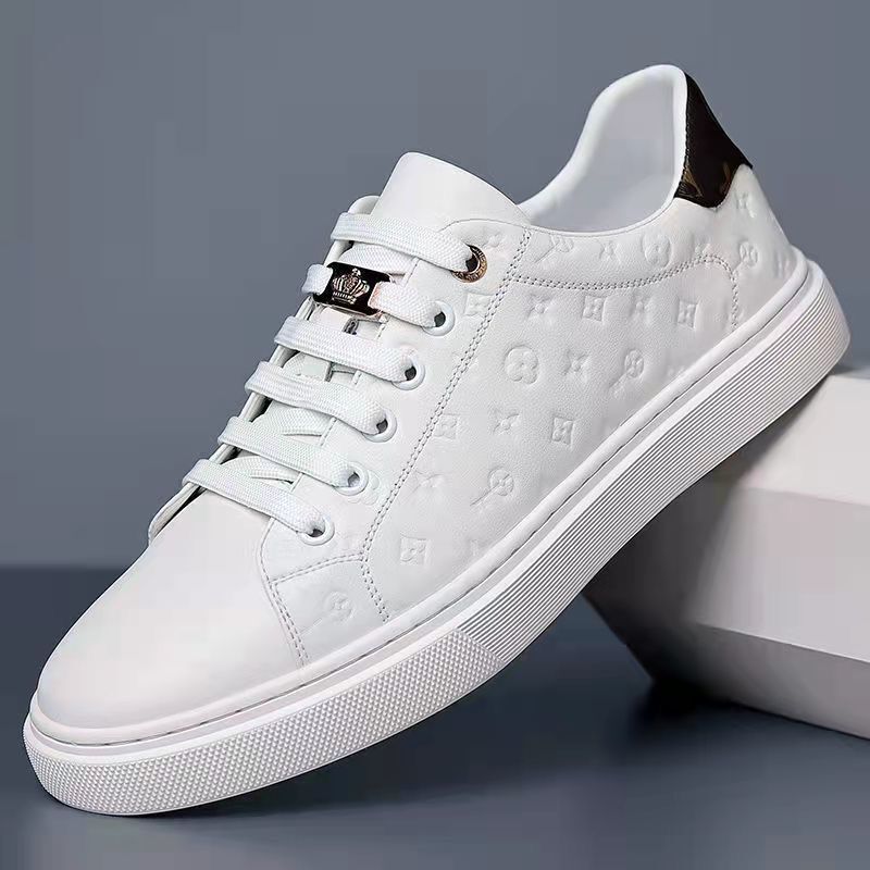 Men's White Breathable Soft Board Full Thick Bottom Green Sneakers