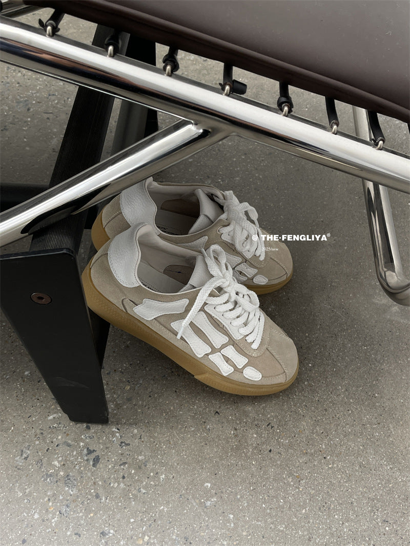 Women's Contrast Color Three-dimensional Bone Spring Flat Casual Shoes