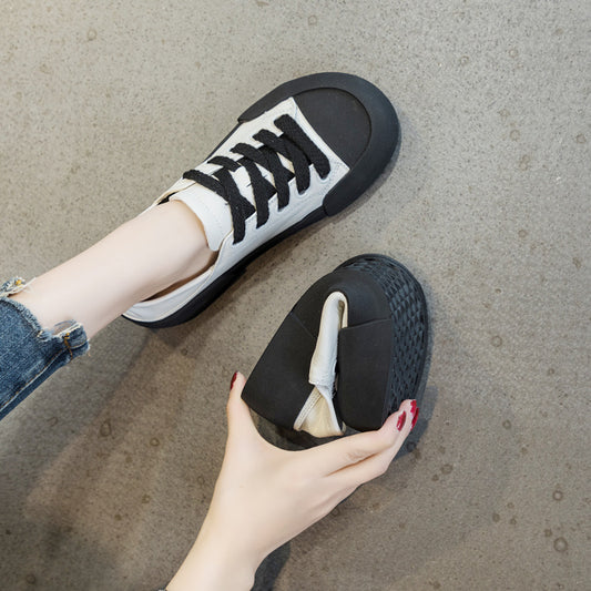 Women's Spring Cowhide Easy Wear Korean Flat Sneakers