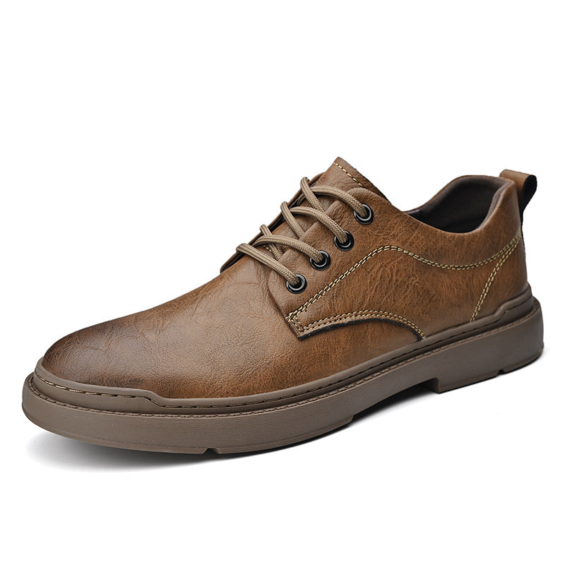 Men's Soft Bottom Green Retro Low Top Leather Shoes