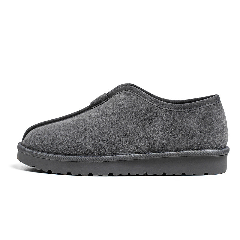 Men's Cotton Winter Lazy Cow Suede One Pedal Snow Boots