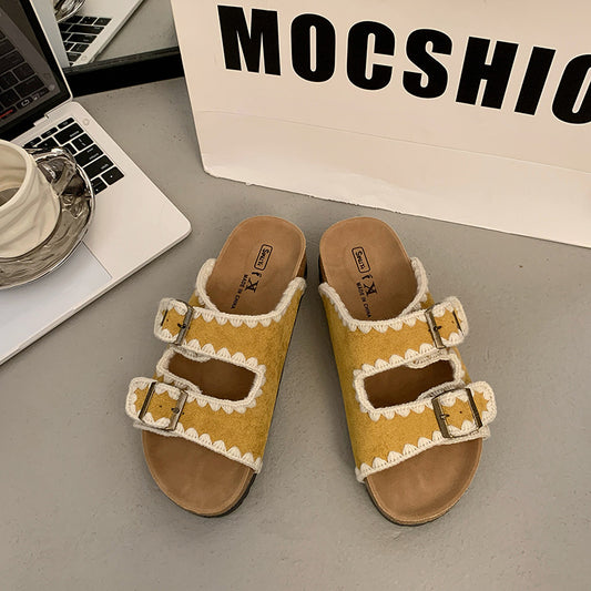 Women's Genuine Thick-soled Summer Fashion Outerwear Half Slippers