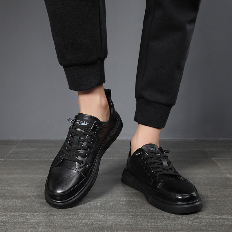 Men's Layer Cowhide Slip-on Flat Trendy Genuine Men's Shoes