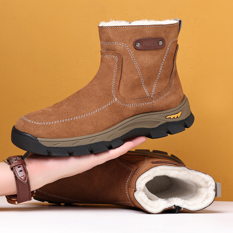 Men's Winter Genuine Fleece-lined Warm Wool Outdoor Men's Shoes