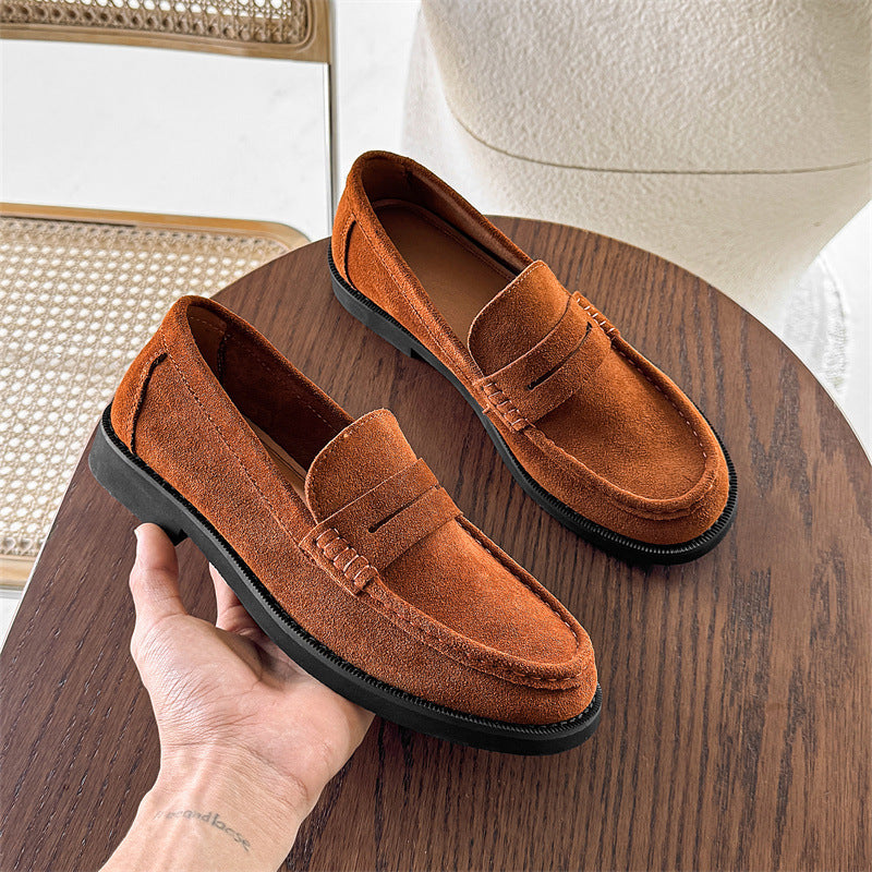 Women's & Men's Commuter Niche Soft Bottom Retro Brown Loafers