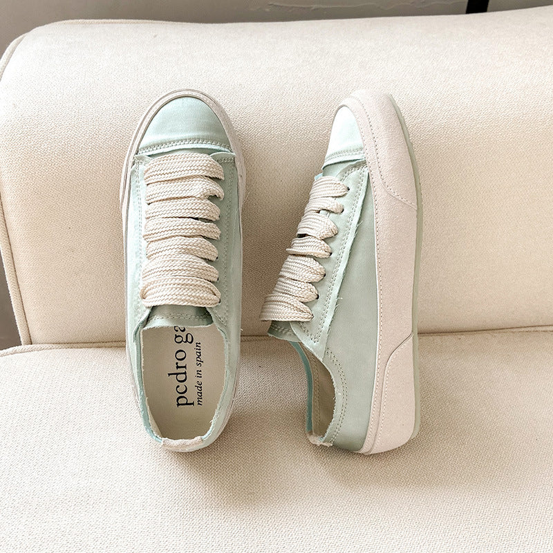 Spanish Niche Satin White Female Grape Mom Sneakers