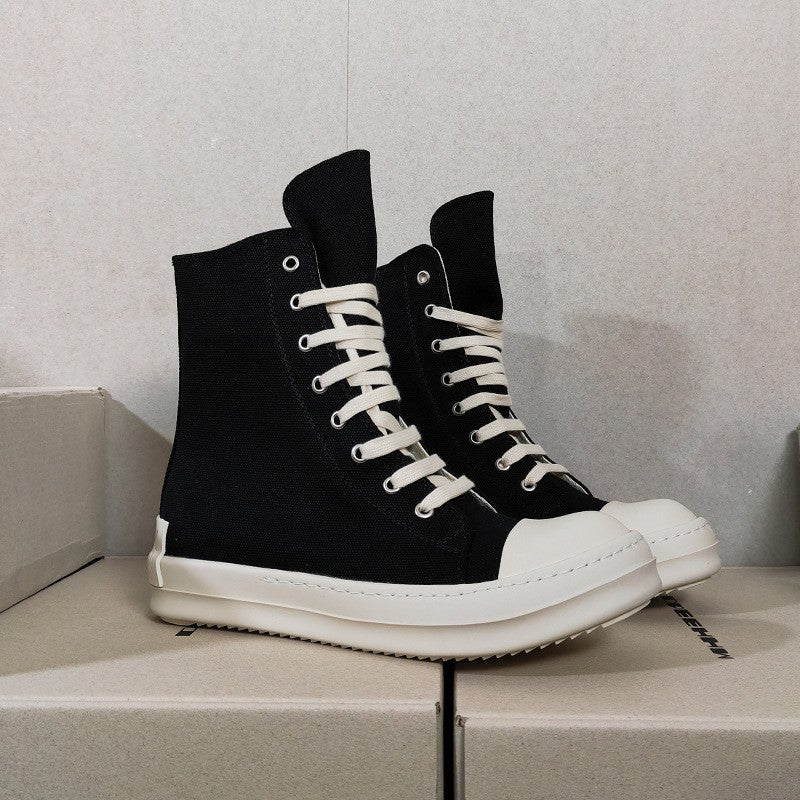 Men's Black White Back Lettered Board Plus Canvas Shoes