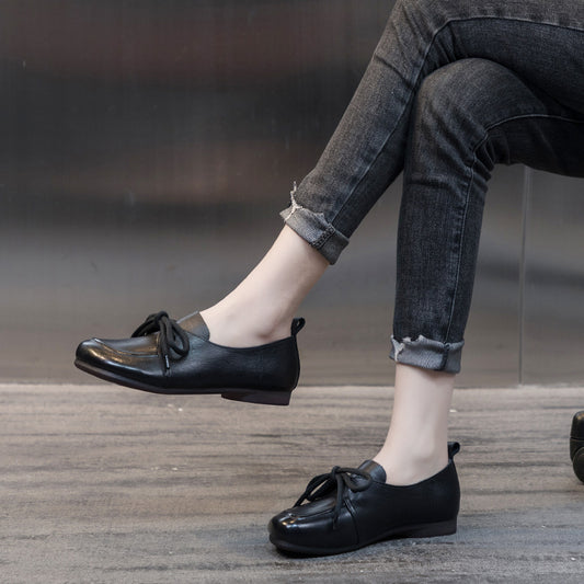 Women's Bottom Top Layer Cowhide Retro Handmade Casual Shoes