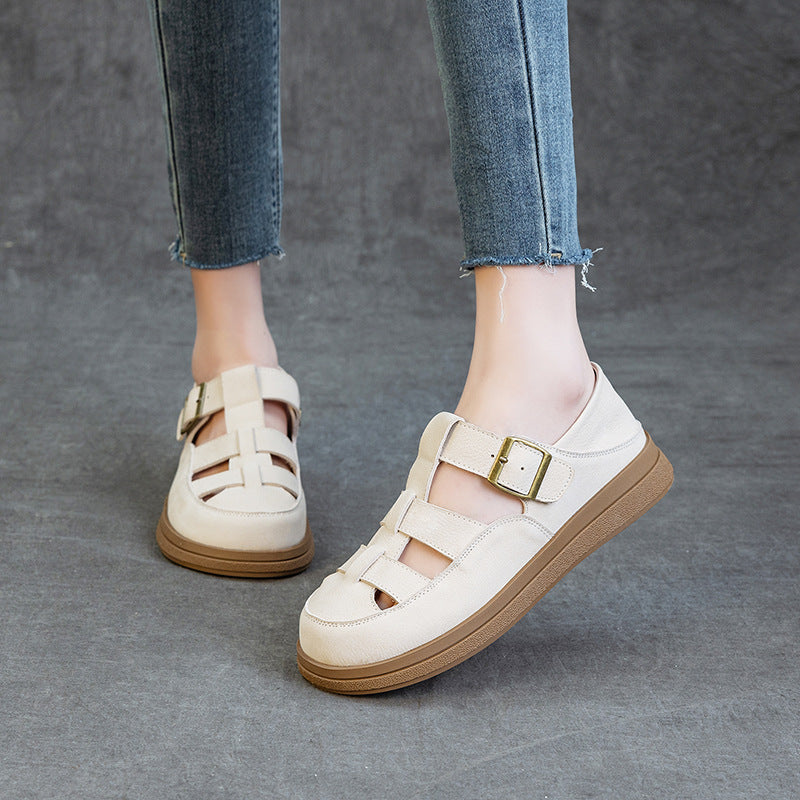 Women's Cow Soft Bottom Roman Closed Toe Sandals