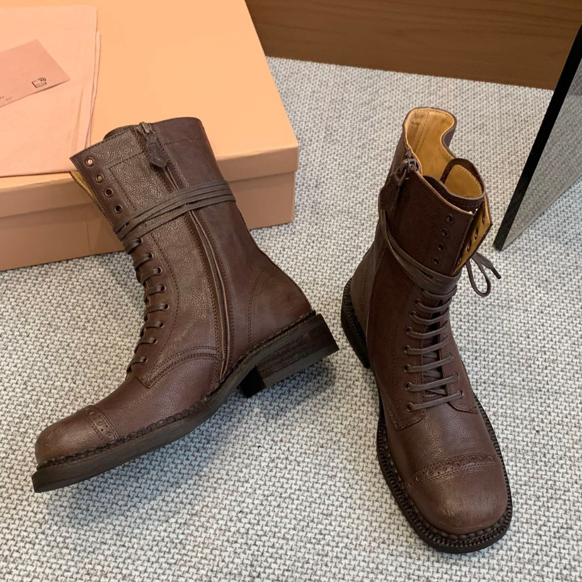 Tube Circumference Model Style Retro Martin Motorcycle Colored Boots