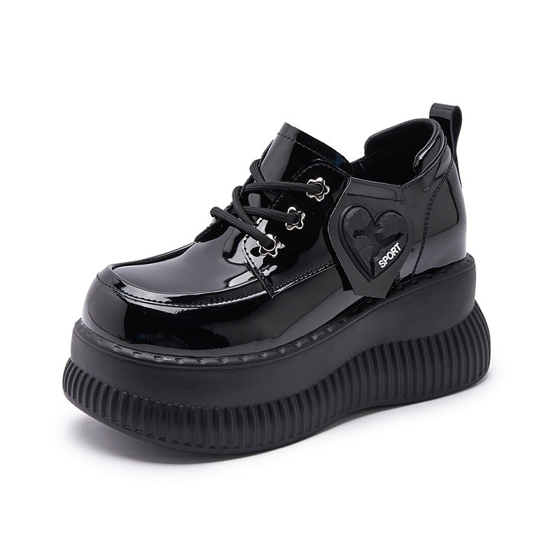 Women's Platform Spring British Style Height Increasing Leather Shoes