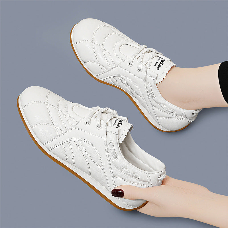 Women's Spring Flat Soft Bottom Lightweight Exercise Leather Shoes