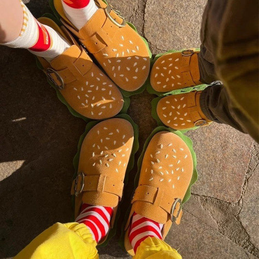 Women's Hamburger Thick Bottom Toe Cap Half Summer Slippers