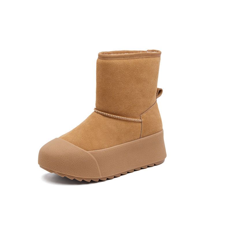 Women's Insole Wool Platform Winter Fleece-lined Thickened Northeast Snow Boots