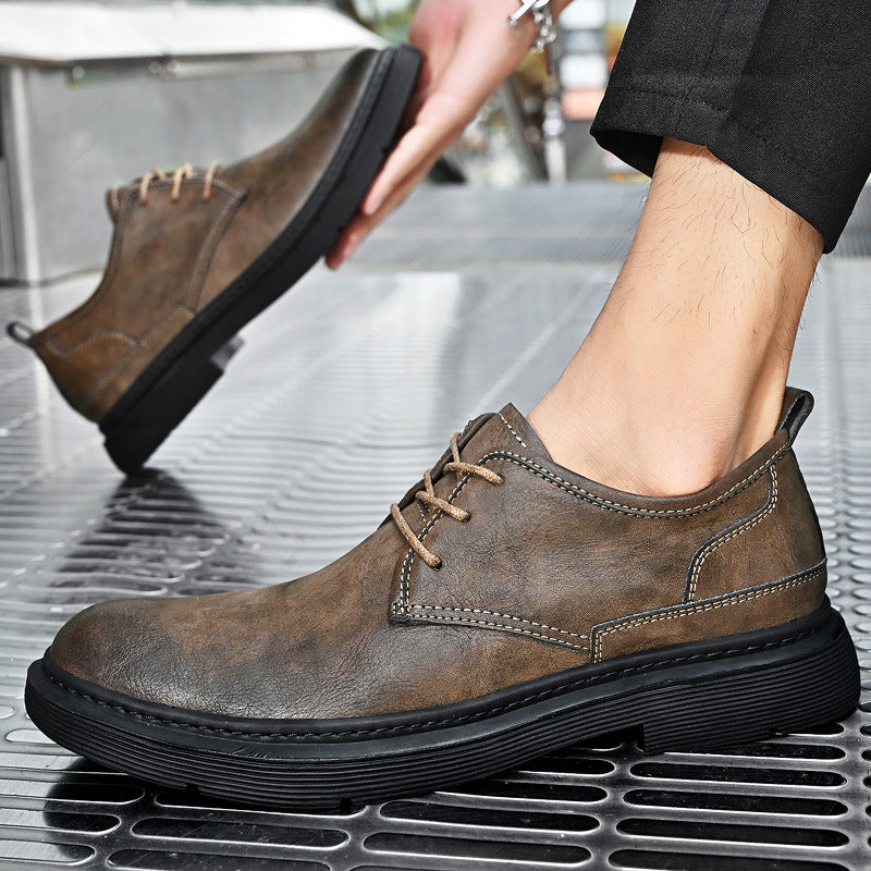 Men's Four Sewing Line Large Size Rubber Leather Shoes