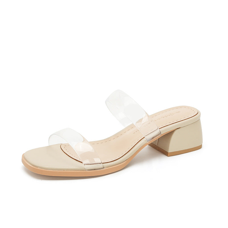 Women's Sheepskin Transparent Large Size Summer Fairy Heels