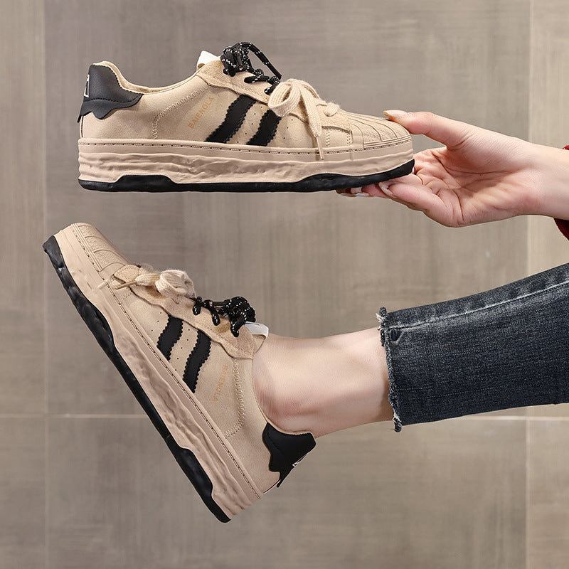 Women's White Autumn Lightweight Shell Toe Thick Casual Shoes