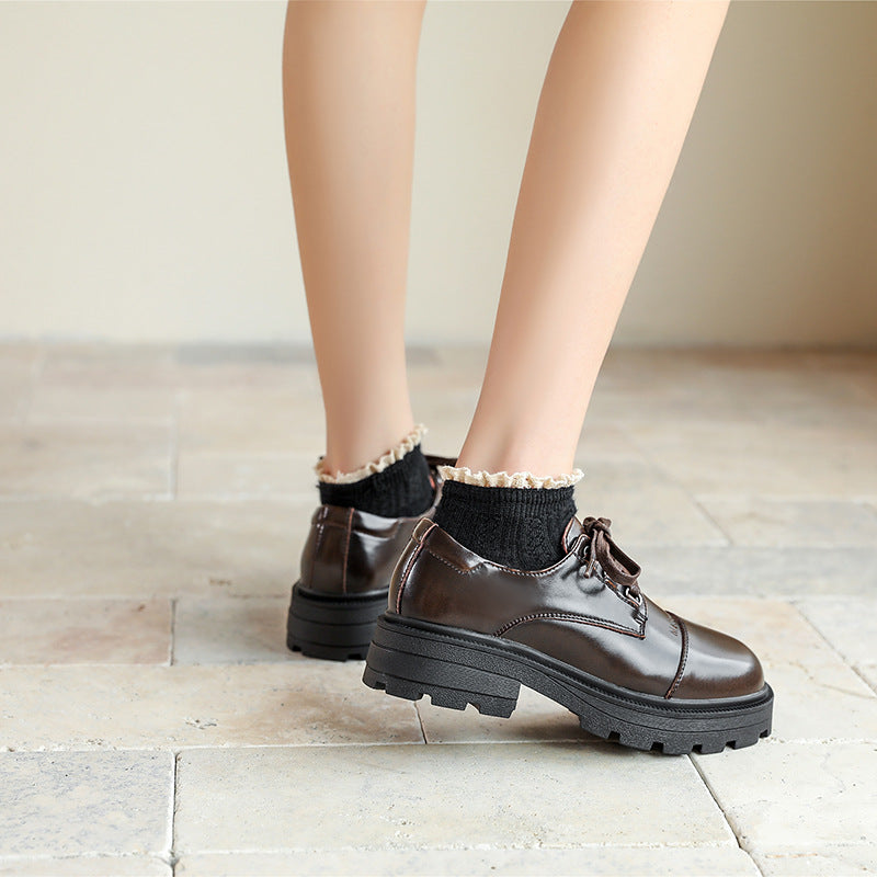Women's Round Toe Thick-soled British Style Oxford For Foot Casual Shoes