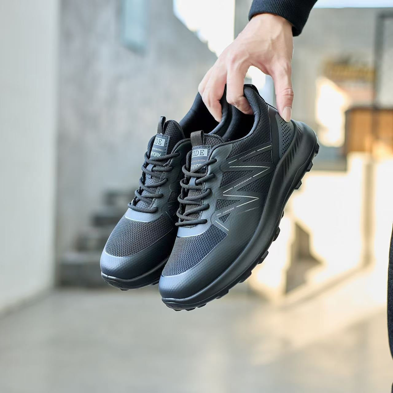Men's Breathable Lightweight Black Trendy Versatile Soft Men's Shoes