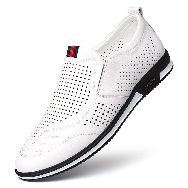 Men's Summer Soft Bottom Business Hollow Slip-on Leather Shoes