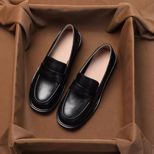 Women's Real Soft Spring Pumps Retro Chunky Loafers