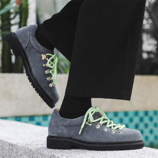 Thick Bottom Heighten British Style Retro Round Leather Shoes
