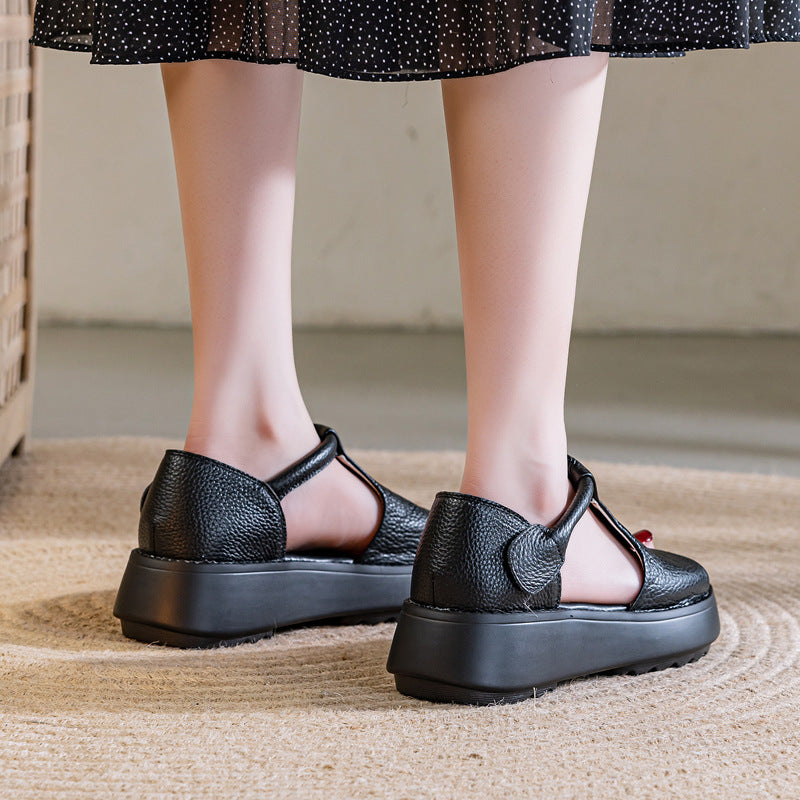 Women's Cowhide Mother Soft Surface Bottom Comfortable Summer Sandals